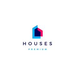 Wall Mural - house home architect mortgage facade logo vector icon illustration overlapping style