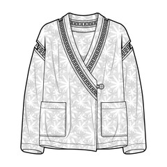 Sticker - Outer Jacket fashion flat sketch template