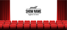 Present Show Name Template With Red Empty Seats At Cinema Movie Theater