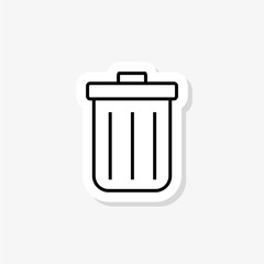 Canvas Print - Trash can sticker isolated on white background. Trash can icon in trendy design style