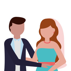 Canvas Print - flat design wedding people groom and bride