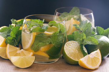 Two glasses with refreshing mojito