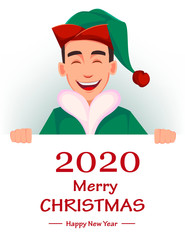 Sticker - Merry Christmas and Happy New Year greeting card