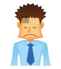 Poster - Asian business person vector flat illustration (upper body) / depressed man