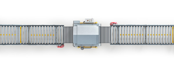 Conveyor line on a white background. 3d illustration