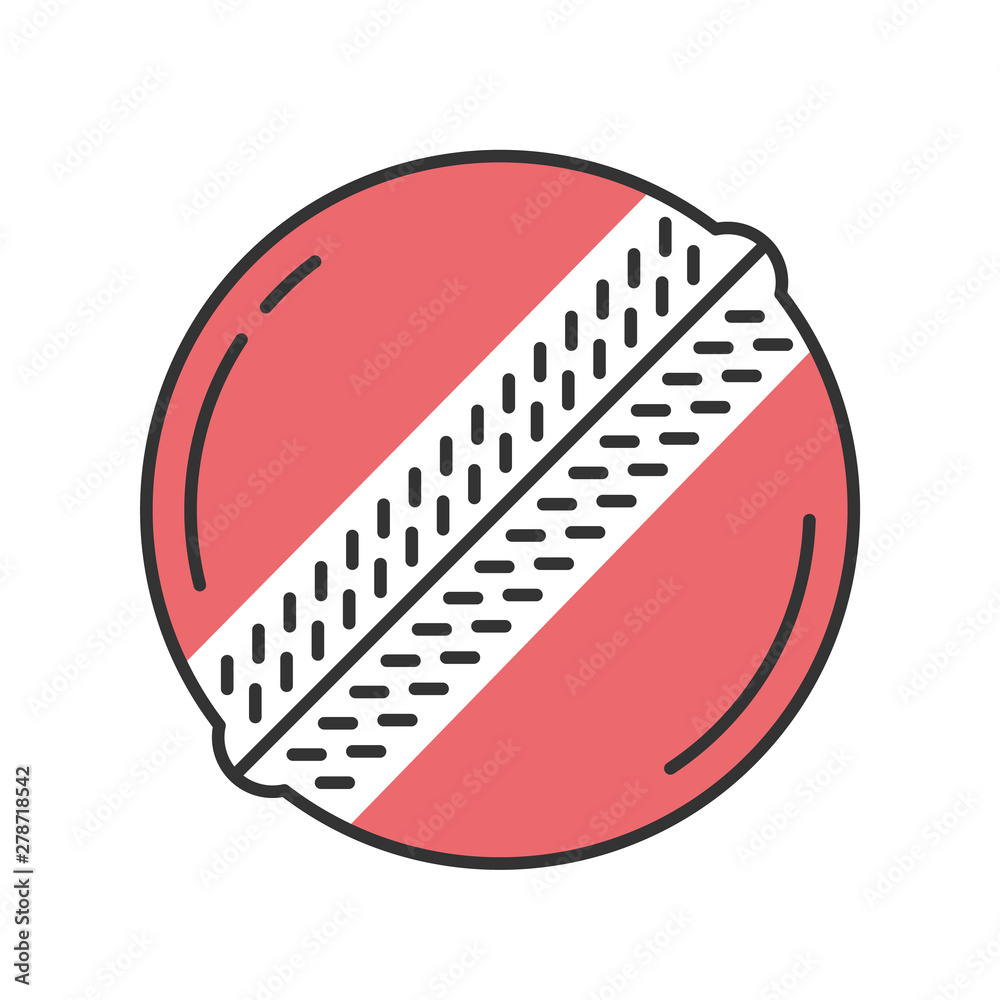 Cricket ball color icon. Professional sport equipment. Red ball with  prominent sew. Team game accessory. Outdoor sports activity. Sporting gear.  Isolated vector illustration Stock Vector | Adobe Stock, image size:1000x1000