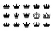 Vector flat crowns. Crown silhouettes isolated on white background.