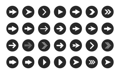 Wall Mural - Vector arrow buttons in round shape. Set of flat icons, signs, symbols arrow for interface design, web design, apps.