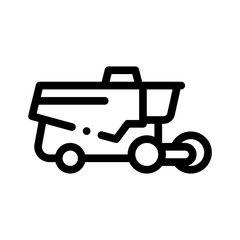 Canvas Print - Reaping Harvester Vehicle Vector Thin Line Icon. Agricultural Harvester Wheel Farmland Countryside Equipment. Ingathering Machine Linear Pictogram. Monochrome Contour Illustration