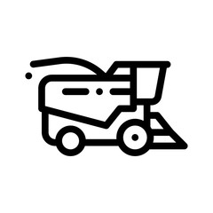 Canvas Print - Farming Harvester Vehicle Vector Thin Line Icon. Agricultural Tractor Harvester For Harvesting Working On Farm Field. Ingathering Machine Linear Pictogram. Monochrome Contour Illustration