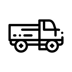 Poster - Farmland Delivery Truck Vector Thin Line Icon. Truck For Transportation Farm Product Vegetable Fruit. Machinery Transport Linear Pictogram. Machine Monochrome Contour Illustration