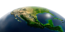 Detailed Earth On White Background. Mexico
