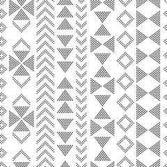 Wall Mural - Black and white abstract geometric dots shapes seamless pattern, vector