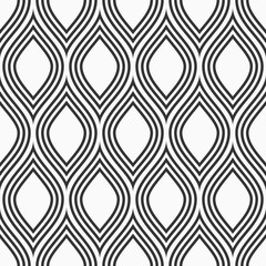 Wall Mural - Abstract seamless pattern of stylized petals. Vector monochrome background.