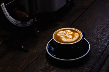 A Cup of hot latte art coffee