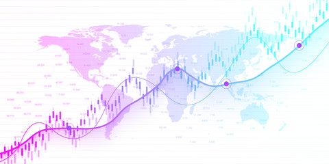 Poster - Stock market graph or forex trading chart for business and financial concepts. Abstract finance background investment or Economic trends business idea. Stock market data. Vector illustration