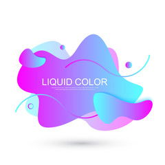 Aufkleber - Modern graphic design elements in shape of fluid blobs with geometric lines. Gradient blue and green, red and violet geometrical shapes. Liquid stain with dynamic color for flyer, presentation.