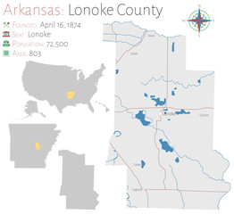  Large and detailed map of Lonoke county in Arkansas, USA