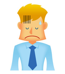 Wall Mural - Young business person vector flat illustration (upper body) / depressed man