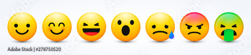 Fotografía 3D Design Vector New Modern Emoticons Set with Different Reactions for Social Ne