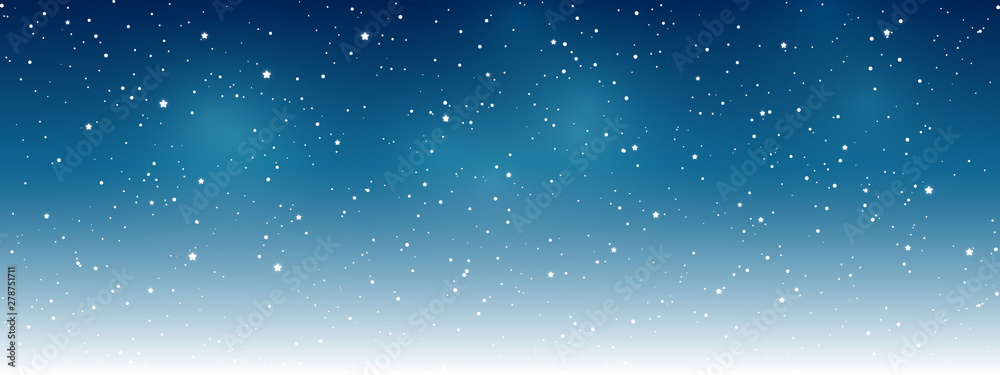 Shiny stars on night sky background - horizontal panoramic banner for Your design - obrazy, fototapety, plakaty 