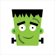 Halloween Frankenstein Vector Illustration. Happy Frankenstein Day. Illustration For Kids, Card Halloween, Print.