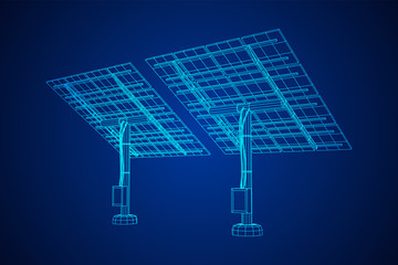 Solar energy panel. Wireframe low poly mesh vector illustration