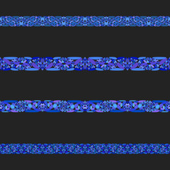 Poster - Gravel stone mosaic divider line set - blue vector design elements