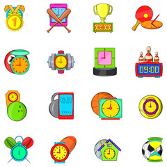 Poster - Sport management icons set. Cartoon set of 16 sport management vector icons for web isolated on white background