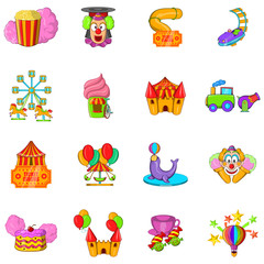 Poster - Circus show icons set. Cartoon set of 16 circus show vector icons for web isolated on white background