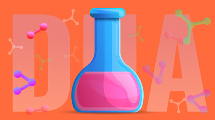 Poster - Pink biology flask concept banner. Cartoon illustration of pink biology flask vector concept banner for web design