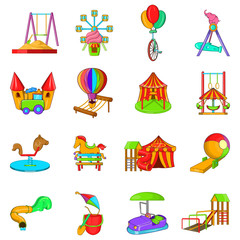 Poster - Playground icons set. Cartoon set of 16 playground vector icons for web isolated on white background