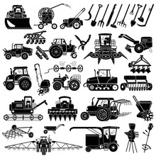 Farming Equipment Icons Set. Simple Set Of Farming Equipment Vector Icons For Web Design On White Background