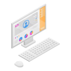 Poster - Desktop computer icon. Isometric of desktop computer vector icon for web design isolated on white background