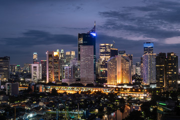 Poster - Night view of jakarta downtown district in Indonesia