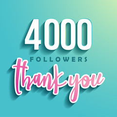 4000 followers Thank you - Illustration for Social Network friends, followers, Web user Thank you celebrate of subscribers or followers and likes.