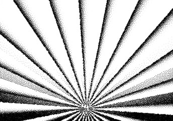 Wall Mural - Abstract sun rays with dotwork retro or tattoo style