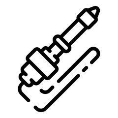 Poster - Microphone plug icon. Outline microphone plug vector icon for web design isolated on white background