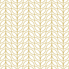 Wall Mural - Stylish geometric linear background. Seamless vector pattern in gold color