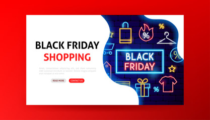 Sticker - Black Friday Shopping Neon Landing Page