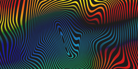 Poster - Liquid color blend vector abstract background. Holographic iridescent fluid colors stripes blend pattern background