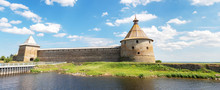 Shlisselburg, Russia - June 22, 2019: Historical Fortress Oreshek Is An Ancient Russian Fortress. Shlisselburg Fortress Near The St. Petersburg, Russia. Founded In 1323