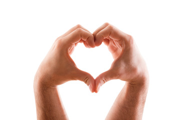 Two hands in the form of heart isolated on white background with clipping path 