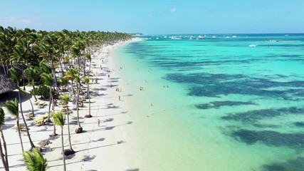 Wall Mural - aerial view of one of the most beautiful tropical caribbean beaches in Punta Cana, Dominican Republic, Bavaria Beach