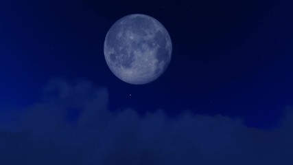 Wall Mural - Timelapse clouds against full moon on blue sky