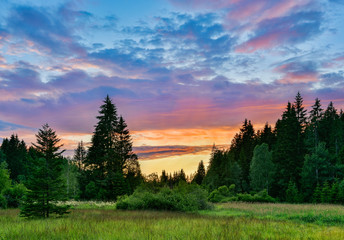 Wall Mural - sunset in mountains