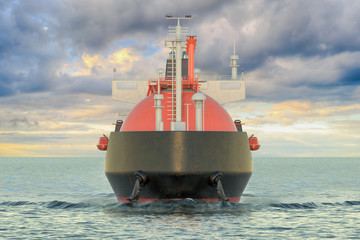 Poster - Gas carrier sailing in ocean. 3D rendering