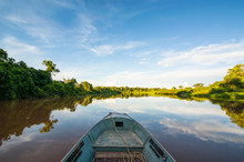 Front Of A Boat On A River, Pantanal, Brazil