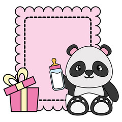 Wall Mural - cute little bear panda with gift