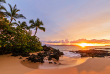 Secret Beach At Sunset, Maui, Hawaii, USA